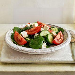 Mediterranean Spinach, cheese, cucumber & tomato