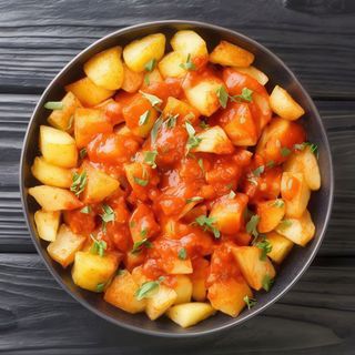 Patatas bravas con yogurt y picante