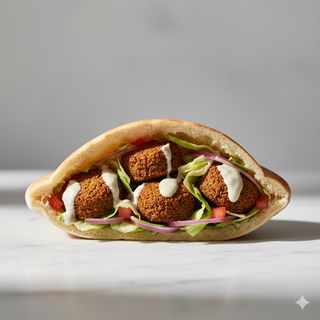 Pan pita con falafel