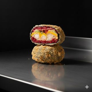 Hamburgesa De Sushi Con Camarones Y Queso Cheddar