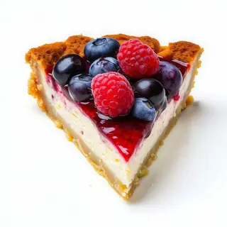 Tarta de Queso con Coulis de Frutas del Bosque
