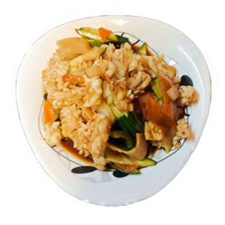 173. Калмари с китайски гъби, бамбук и зеленчуци (700г)