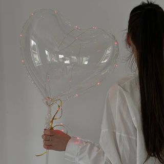 Серце прозоре з червоною гірляндою, 50 см