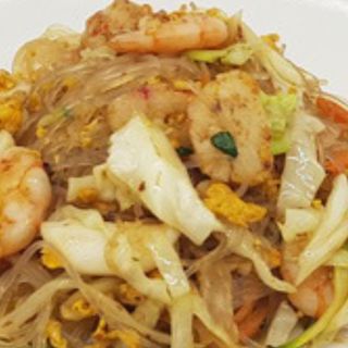 Spaghetti di soia con gamberi