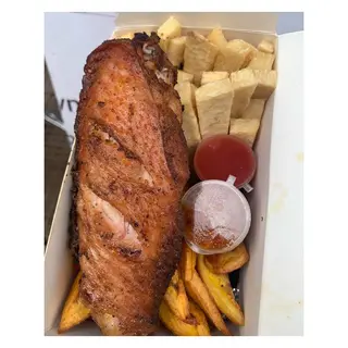 Fried  Yam with Sauce and turkey