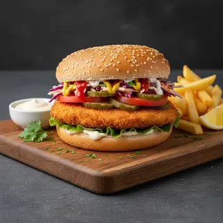 Meniu hamburger cu șnițel de pui