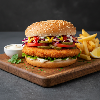 Meniu hamburger cu șnițel de pui