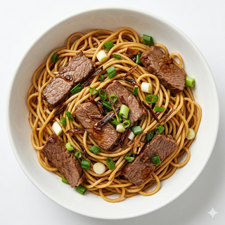 Tallarines con ternera y aceite de cebolleta (牛肉拌面)