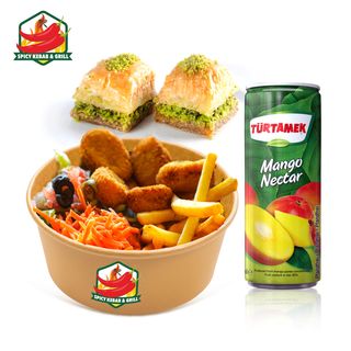 Zestaw Nuggets Box (7 szt.) + Sok Mango 0,33L + Baklawa (2 szt.)