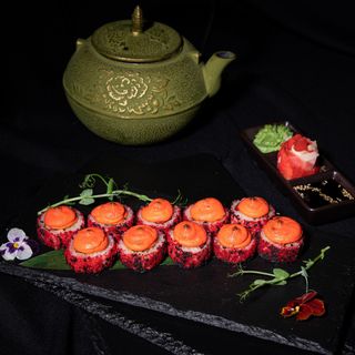 Запечённый ролл с крабом и креветкой (10 шт.)