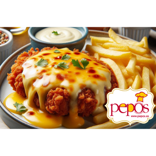 Ternera a la napolitana con patatas fritas