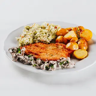 Kotlet schabowy z kurkami