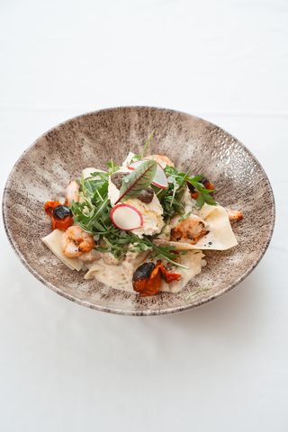 Lasagna descompusă cu creveți