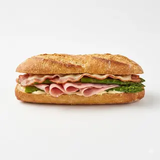 Bocata de Bacon, Queso, Jamón York, Espárragos y Mahonesa