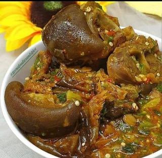 Okra soup and semo or Eba 