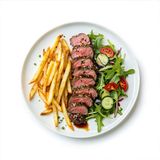 Plato De Cordero Con Patatas Y Ensalada