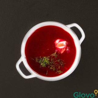 Борщ український з салом та грінками (350г)