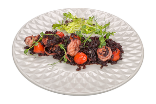 Скариди с черен ориз и чери домат(250г)