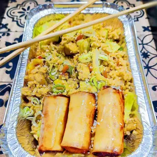 FRIED RICE WITH 3  SPRING ROLL 