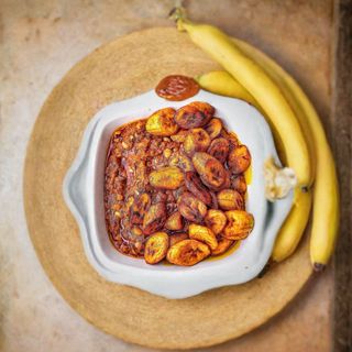 Beans, Plantain And Ponmo