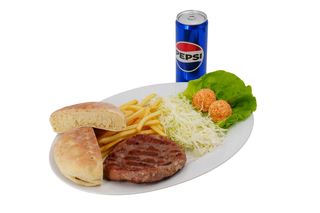 Obrok pljeskavica luk +Pepsi 0,33l