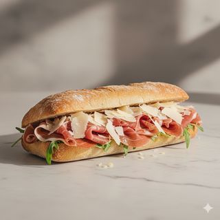 Panino prosciutto crudo e scaglie di parmigiano