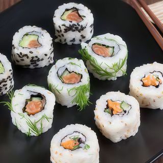 U15 Uramaki salmone, fiori di zucca fritti