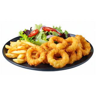 Calamares A La Romana, Papas Y Ensalada