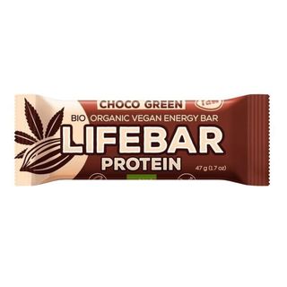 Baton raw czekoladowy z białkiem konopnym i spiruliną bezglutenowy BIO 47 g - LIFEFOOD