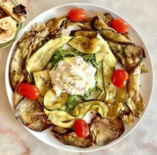 Grilled vegetables and Stracciatella