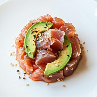 Tartare di tonno con avocado 110 g - tonno, avocado, sesamo