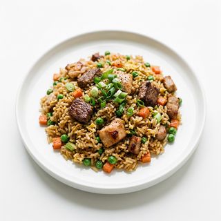 Arroz frito con ternera