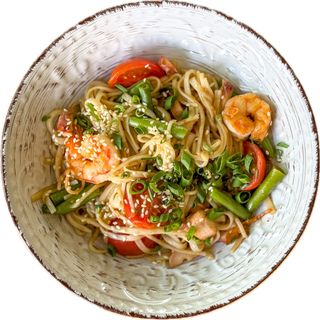 Удон з восьминогом та креветкою (350г)