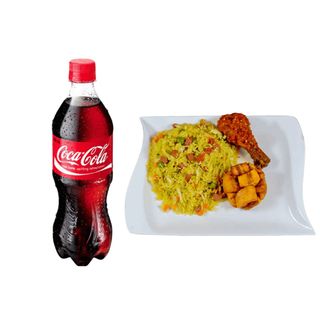 Fried rice+ chicken+ plantain (3pcs)