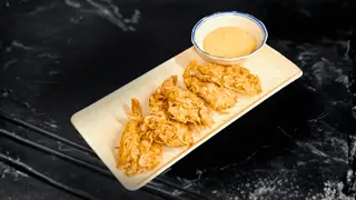 Creveți în migdale cu sos wasabi (5buc)