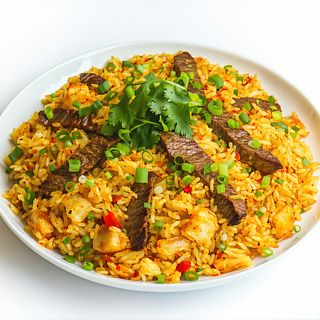 Arroz Frito Al Curry Con Ternera