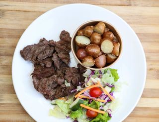 Grilled Mini Steaks With garden salad.