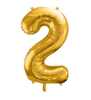 Cyferka 2 z helem ( żółta )