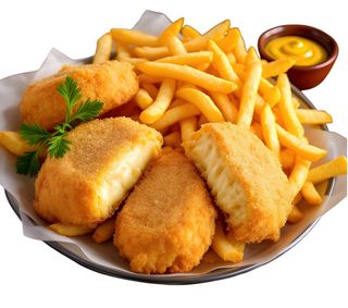 Caşcaval pane cu cartofi pai