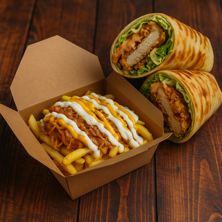 2 Burritos + aperitivo Pulled Pork