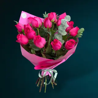 Buchet 15 Trandafiri Ciclam