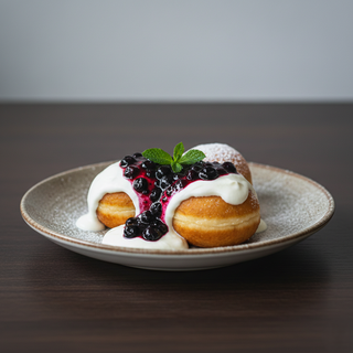 Papanasi cu gem de afine si smantana