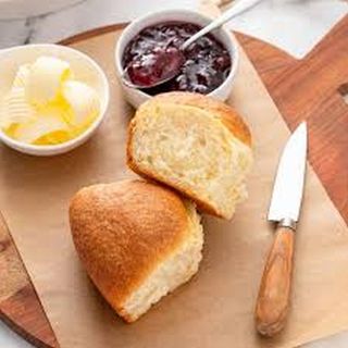Bread Rolls with Butter and Jam