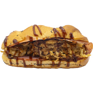  18. Dinde fume, oignon frits, barbecue   