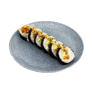 Futomaki karmazyn w tempurze z chrupkami z tempury