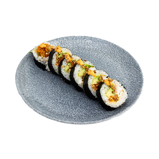 Futomaki karmazyn w tempurze z chrupkami z tempury