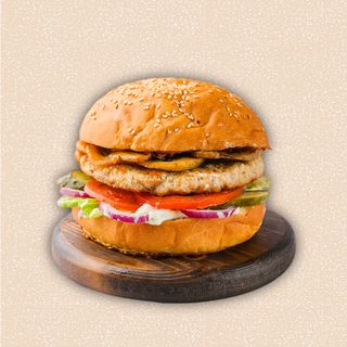 Грибной бургер с куриной котлетой