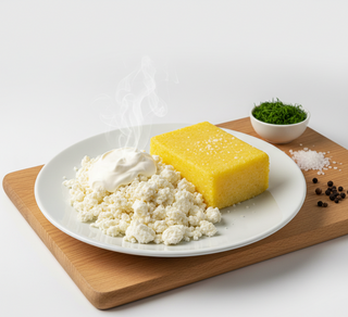 Branza de vaci cu smantana si mamaliguta