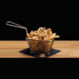 Frites Cheddar Et Oignons Frits Moyenne