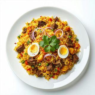 Riso biryani saltato con agnello